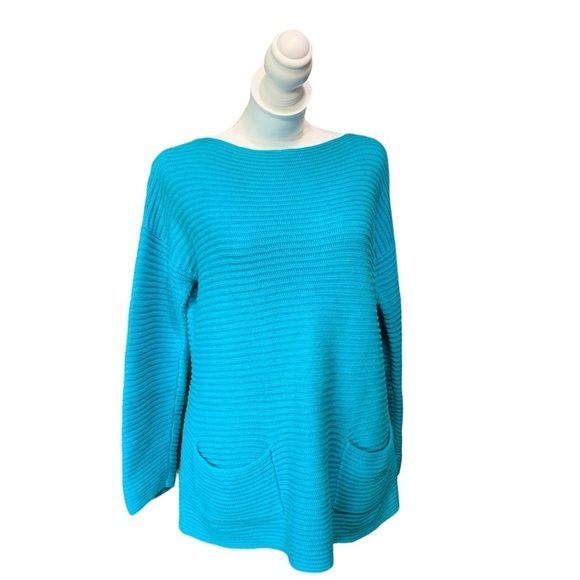 Vince Camuto women's size blue small knit sweater with pockets - Picture 6 of 8
